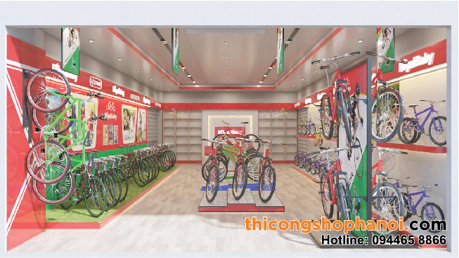 Thiết kế và thi công cửa hàng xe đạp thể thao và xe đạp trẻ em tại HN