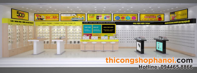 Thiết kế và thi công cửa hàng điện thoại Thế giới di động số tại Thanh Hóa