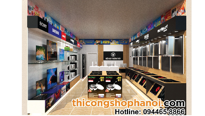 Thiết kế và thi công cửa hàng điện máy nhỏ tại Hà Nội-01
