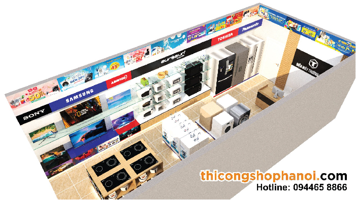 Thiết kế và thi công cửa hàng điện máy nhỏ tại Hà Nội-09