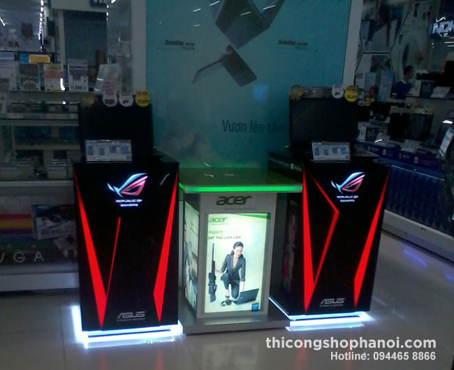 Thiết kế, thi công Booth trưng bày Laptop Hãng Acer, Asus tại các đại lý ở Hà Nội và miền Bắc