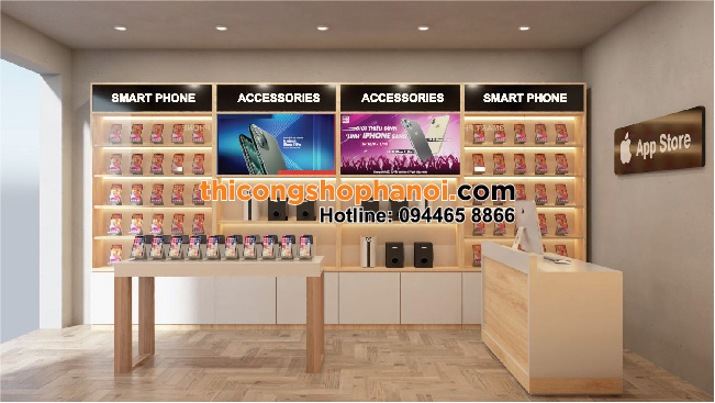 Thiết kế cửa hàng điện thoại nhỏ phong cách AppStore tại HN