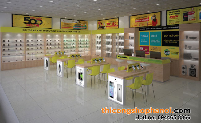Thiết kế và thi công shop điện thoại mẫu thế giới di động tại Thanh Hóa