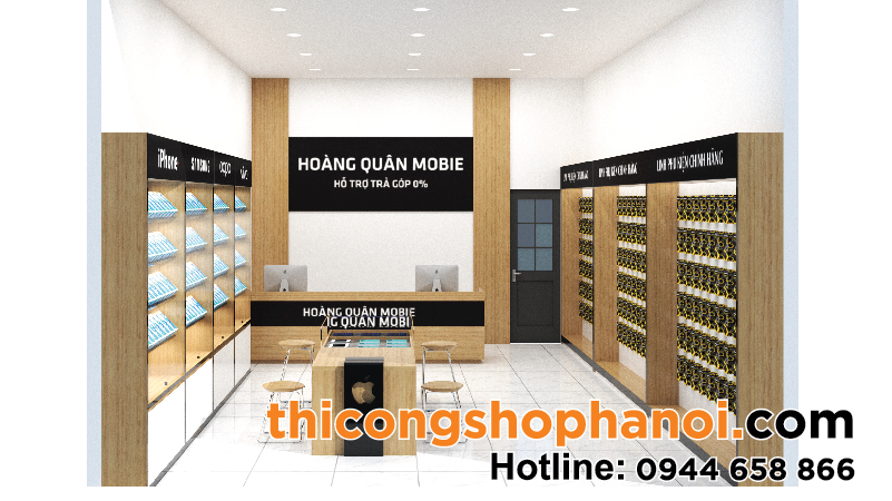 Thiết kế và thi công shop điện thoại Hoàng Quân Bắc Giang
